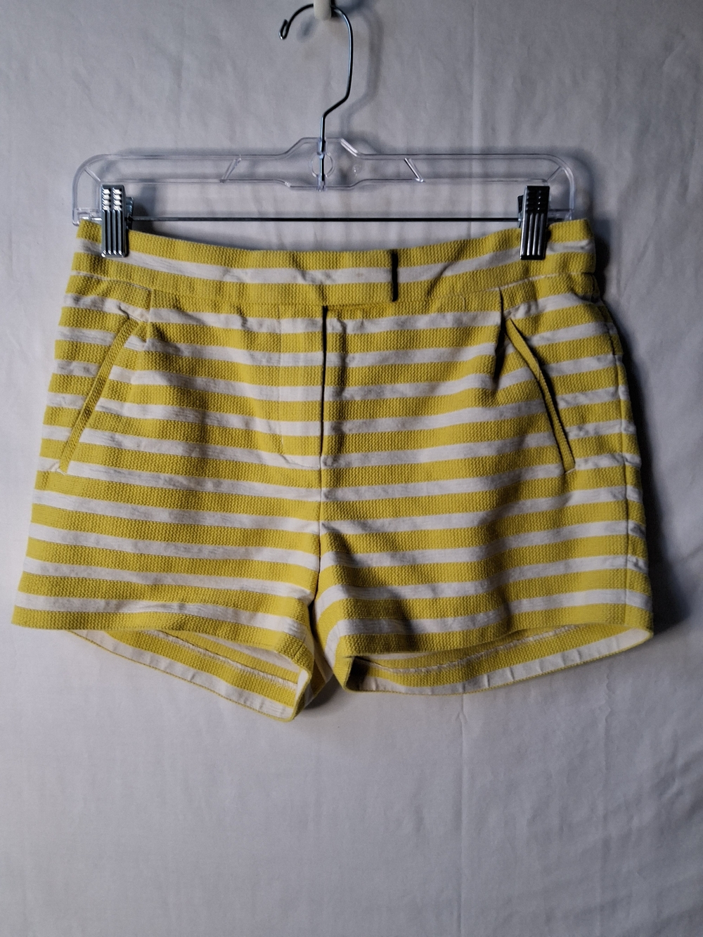 J. Crew Yellow and White Striped High Waist Women's Shorts